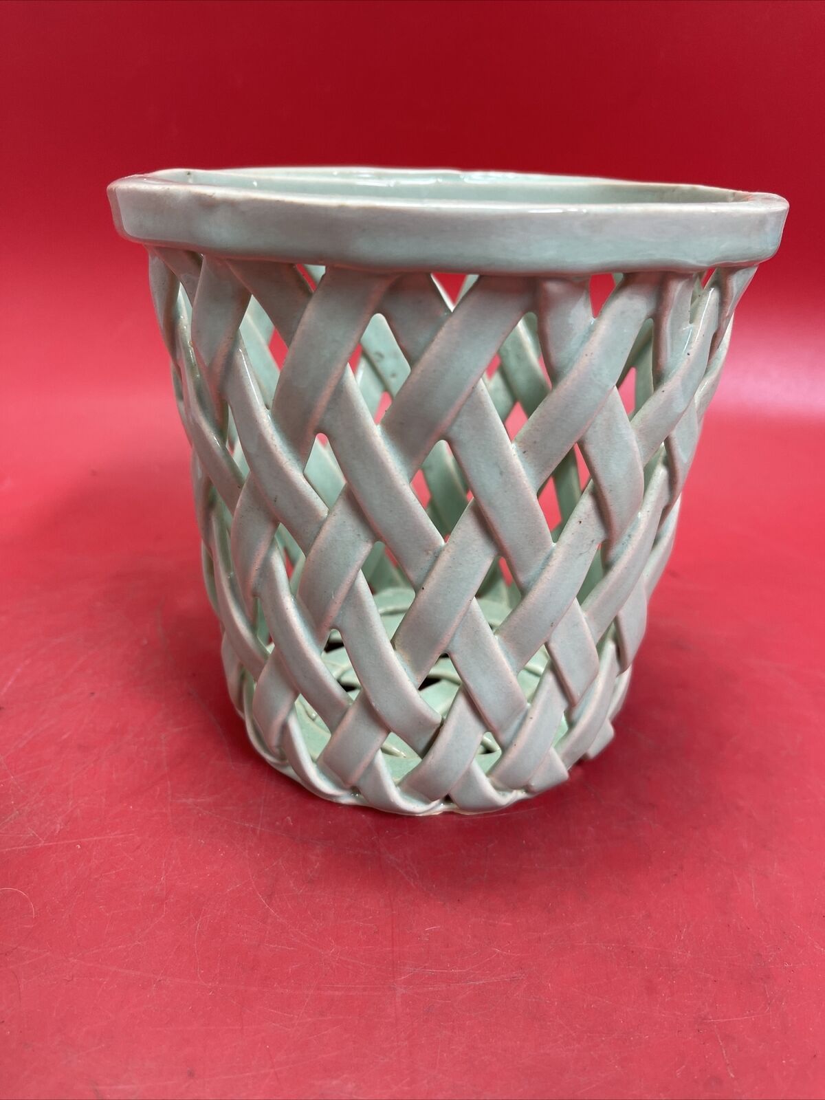 Pottery Basket Ceramic Woven Lattice Basket