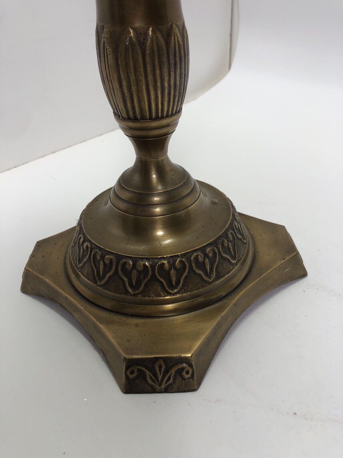 ANTIQUE COLUMN REPOUSSE CANDLE STICK HOLDER