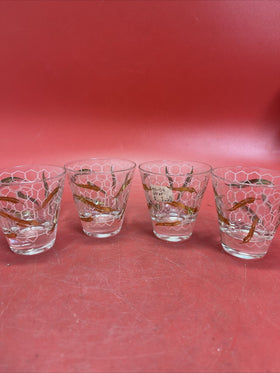 Vintage Diamond Pattern Whiskey Cocktail Glasses, Lot 4