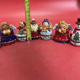 Small Christmas Trinket Holder Santa Snowman Tree Kids Set Of 8