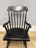 Vintage Nichols and Stone Child's Boston Rocker Stenciled Black Chair Hitchcock