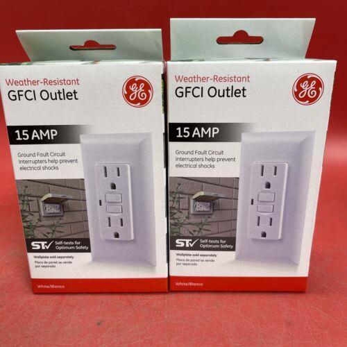 GE 40687 15 Amp 120 V Tamper/Weather Resistant GFCI Duplex Outlet - White Lot 2