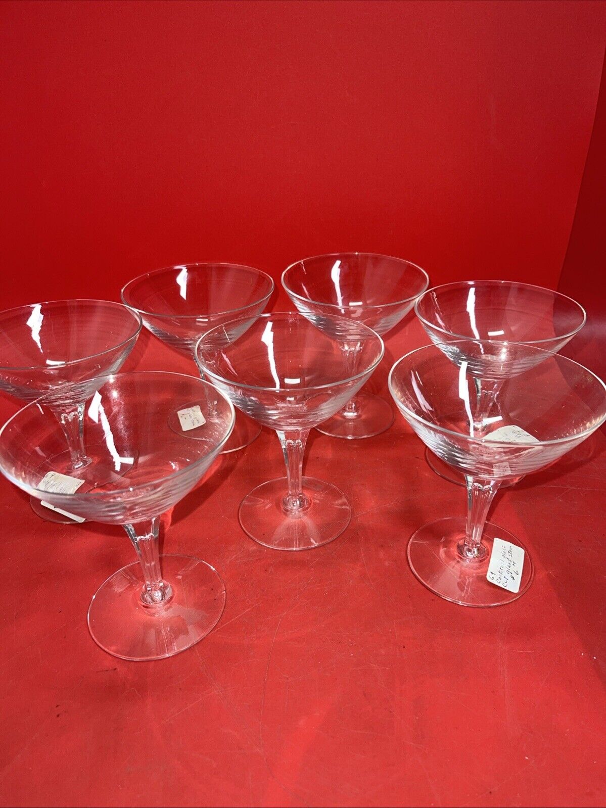 Vintage Clear Glass Cocktail Glasses Lot 7