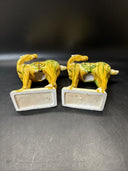 Vintage Drip Style Glaze Ceramic War Horse Figurines/lot 3