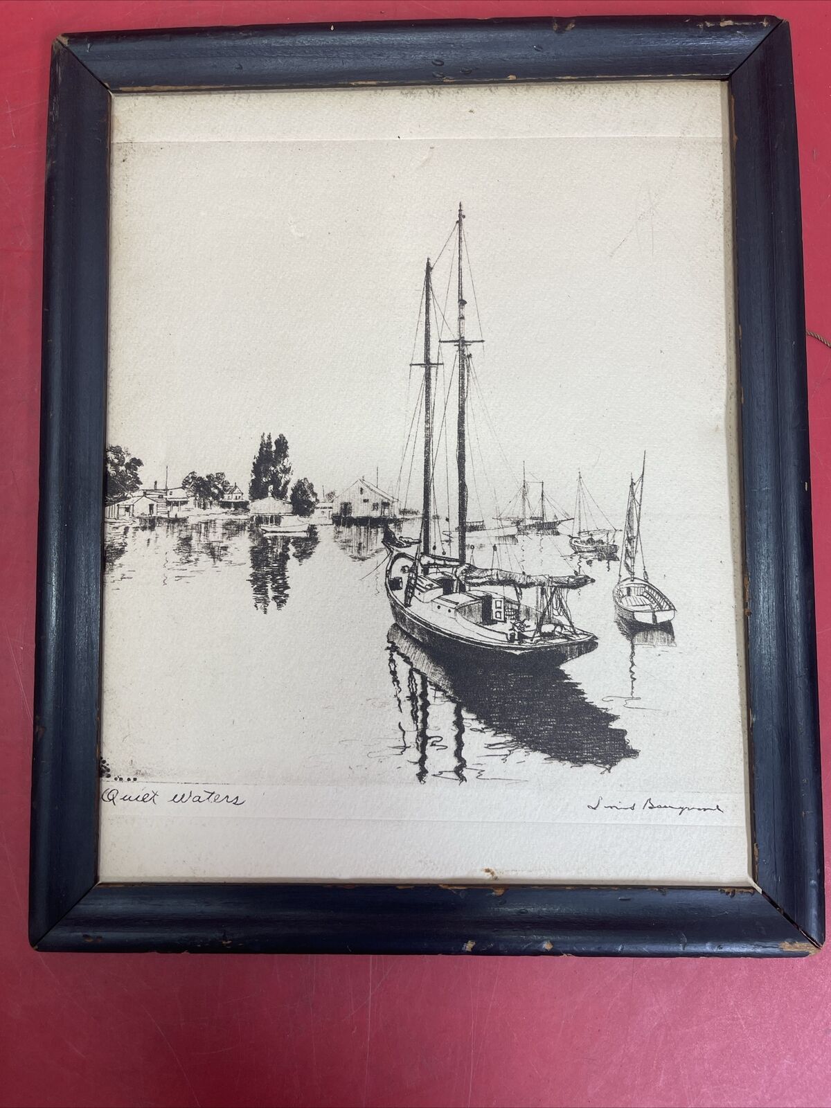 vintage Lionel Barrymore Etchings: “San Pedro“ & “Quiet Waters“