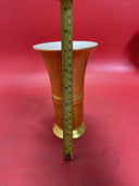 Pickard 7 In Gold Etched Daisy & Rose White Enamel Interior Fluted Vase