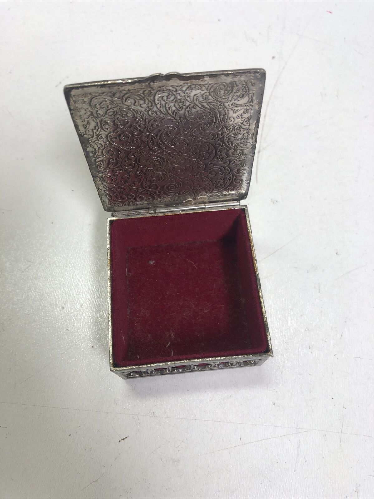 Trinket Box Velvet Lined Jean-Baptiste Perronneau Marie-Anne Huquier on Silk