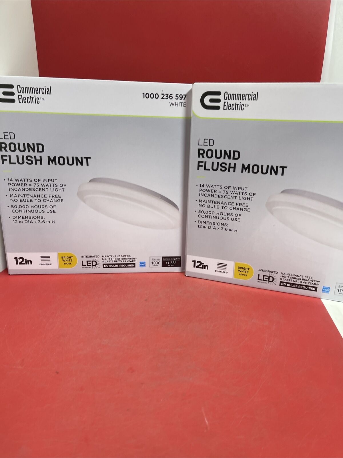 2-Pack Commercial Electric 12 inch Round LED Flush Mount Ceiling Light