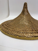 Vintage Asian Wicker Hat Coolie Bamboo Rice Paddy Sun Hat Conical Gardening