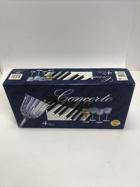 Concerto Bicchieri Capri Crystal 4 Wine Glassesz New Open Box B2