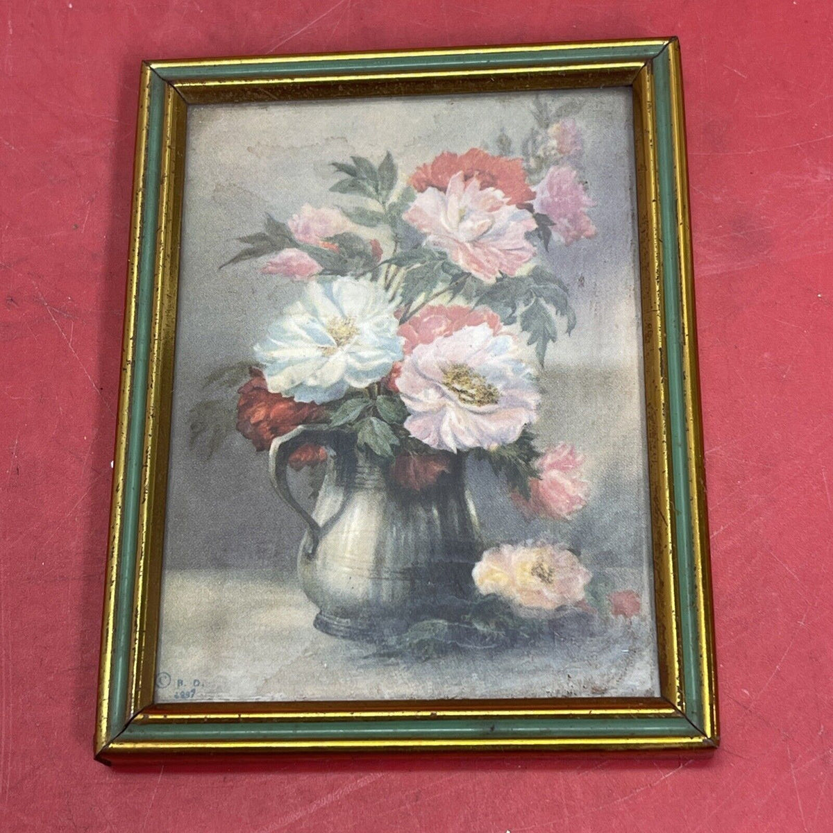 Antique - Loretta Patten "Little Friends" Print & Flower Pot, Lot 2