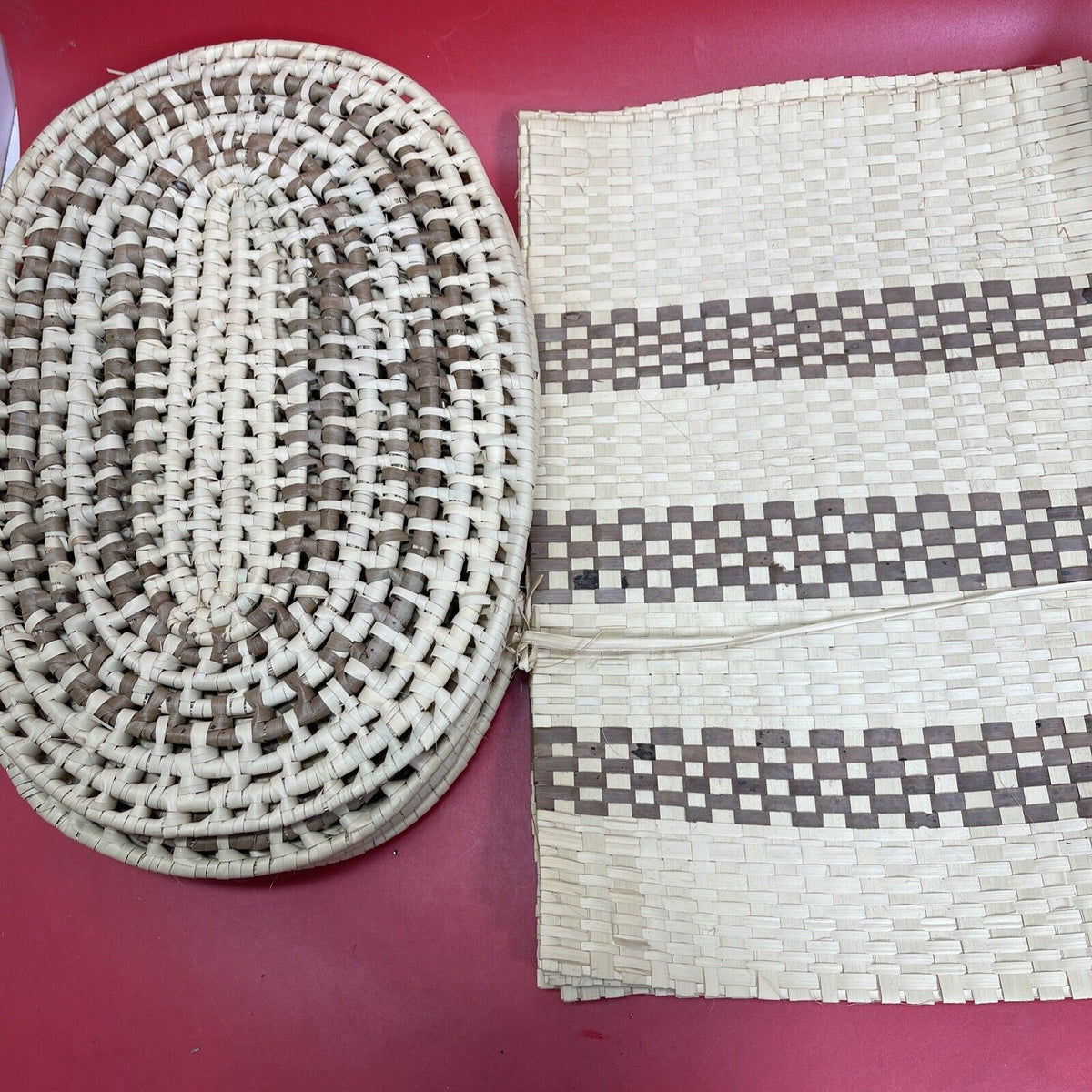 Boho Rattan Wicker Place Mats Lot 6 & 6