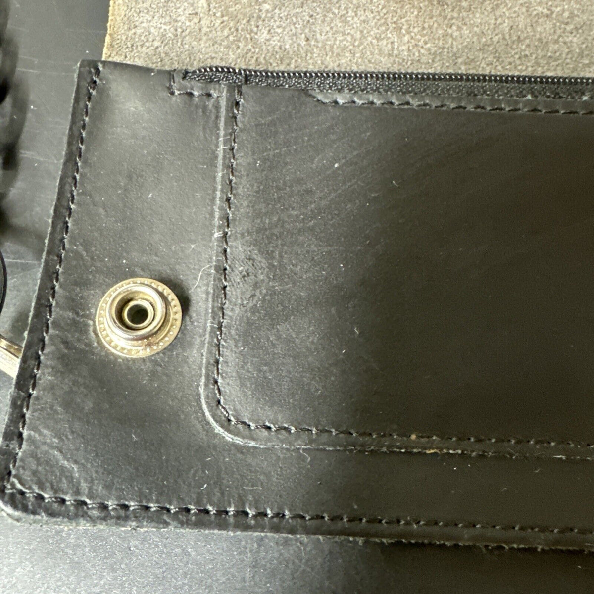 Black Leather Chain Wallet Long Style Billetera