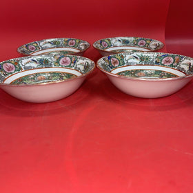 Japanese Porcelain Decorated Hong Kong Rose Medallion Bowl 7” Lot 4