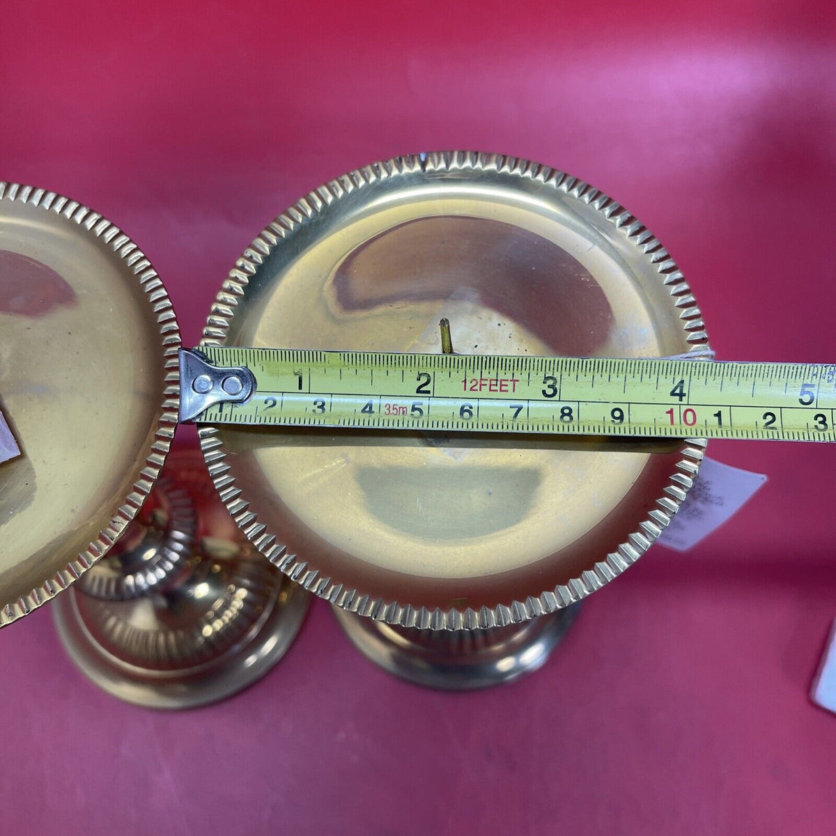 Pair of Brass Candlestick Candle Holders 8" Tall Holds 4" Candle India