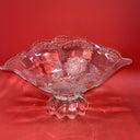 Vtg Imperlux Hand Cut Crystal Footed Centerpiece Bowl Emrossed Frosted Roses