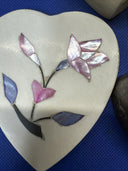 Vintage Heart Shaped Marble Stone Trinket Boxes/ Lot Of 2