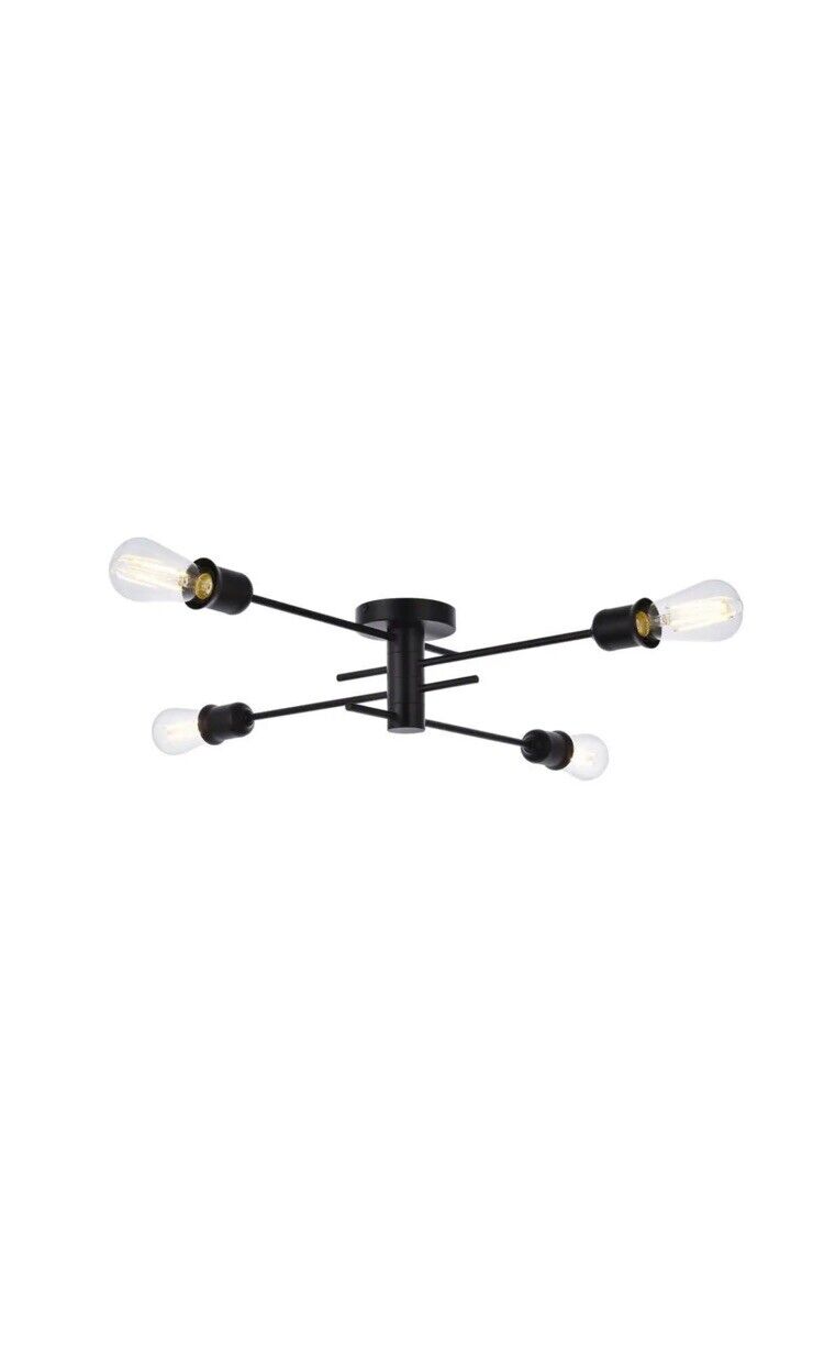 Elegant Lighting LD7050F26 Xavier 4 Light 26"W Semi-Flush Ceiling - Black