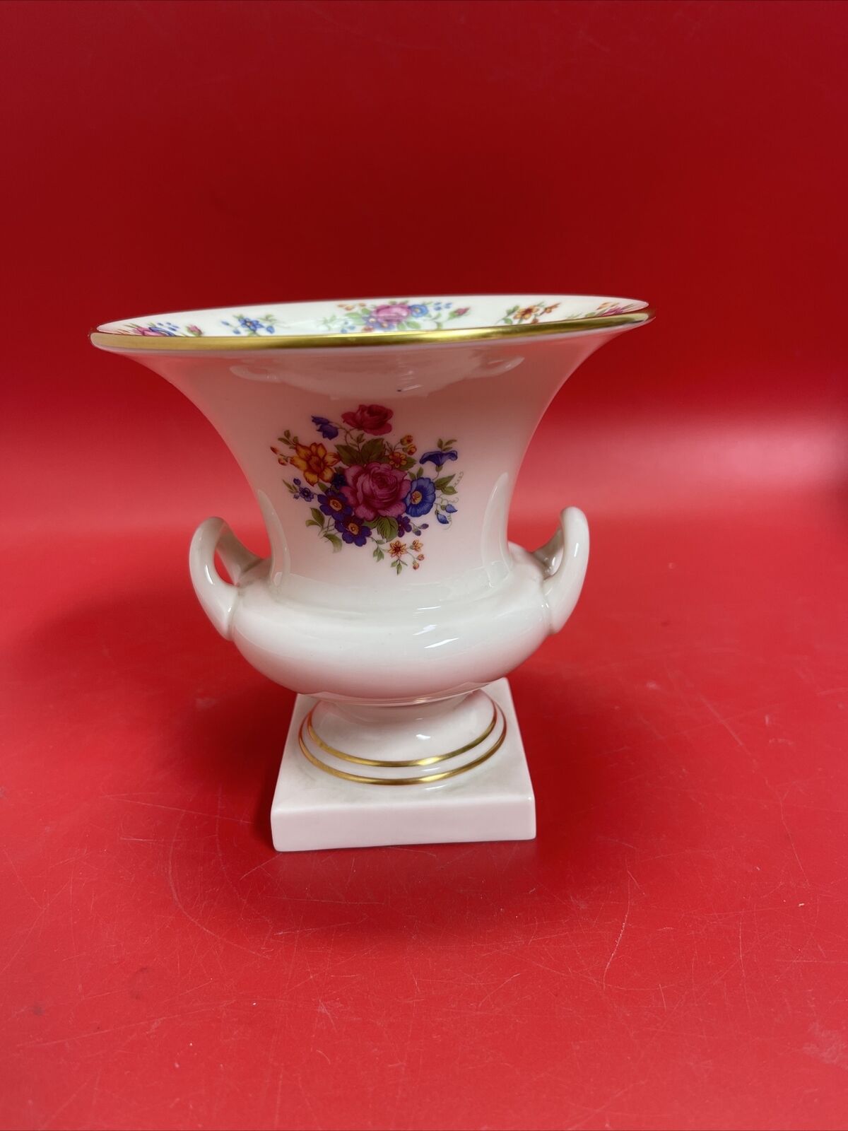 Lenox China Rose Pattern Trophy Style Vase