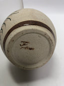 Vintage vase  Tonala Pottery Mexican Folk Art Bird Flowers Sand Stone Signed JC