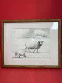 Mounted Henry Moore sheep lithographic print