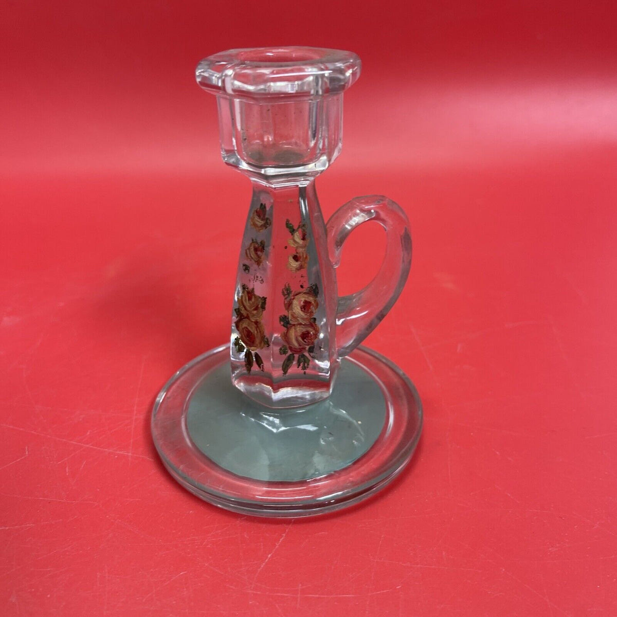 Vintage Glass Candlestick glass stick handle 5.5"Set 2