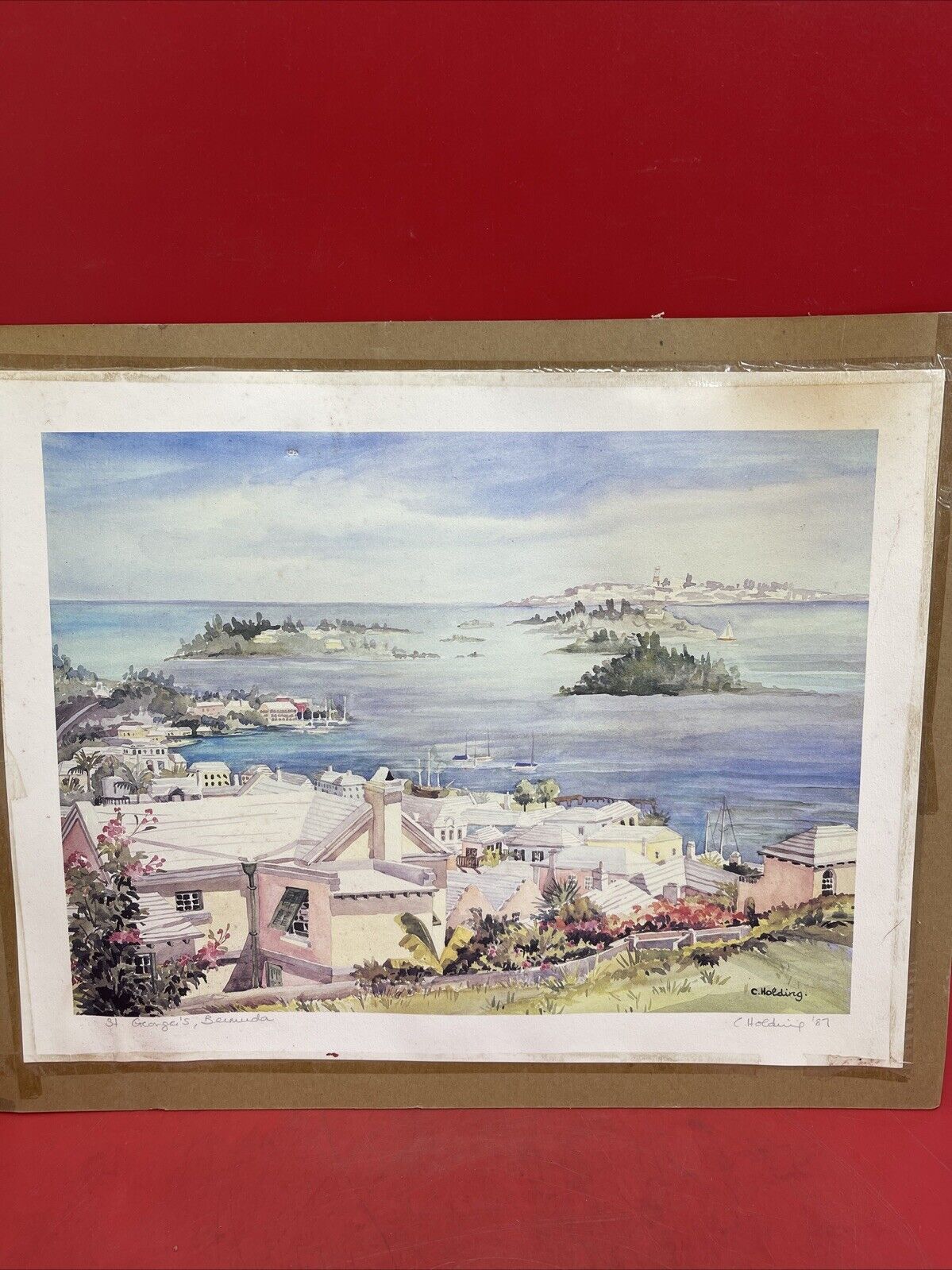 Carole Holding "St George's Bermuda" Color Lithograph- Signed 18”x14”