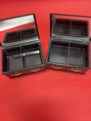 Asian Faux Lacquer Small Jewelry Box w/ Interior Mirror & Red Velvet Lining Lot2