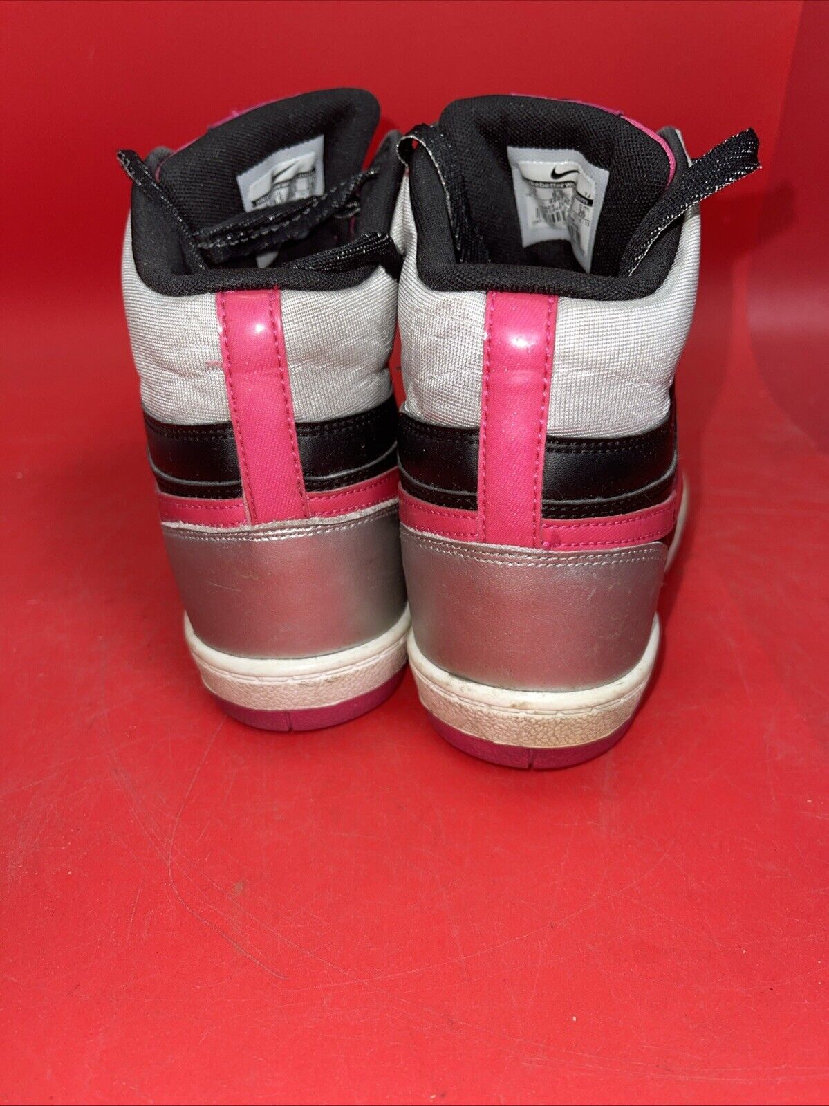 Size 9 - Nike Dunk Sky Hi Wedge Sneaker Women’s Pink Silver Black