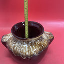 Vintage Brown Drip Pottery Bean Pot / Crock Jar with Lid 