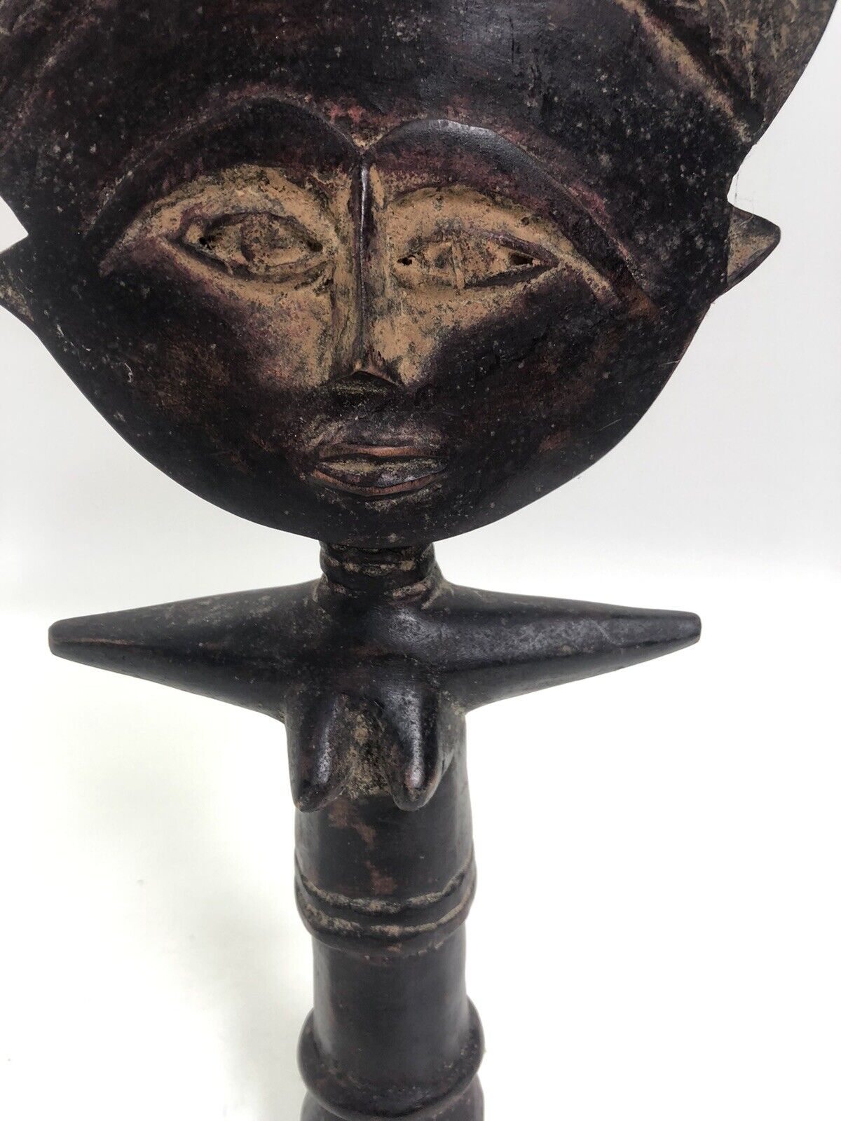 Vintage African Hand Carved Woman Statue.  Possibly Ghanaian.