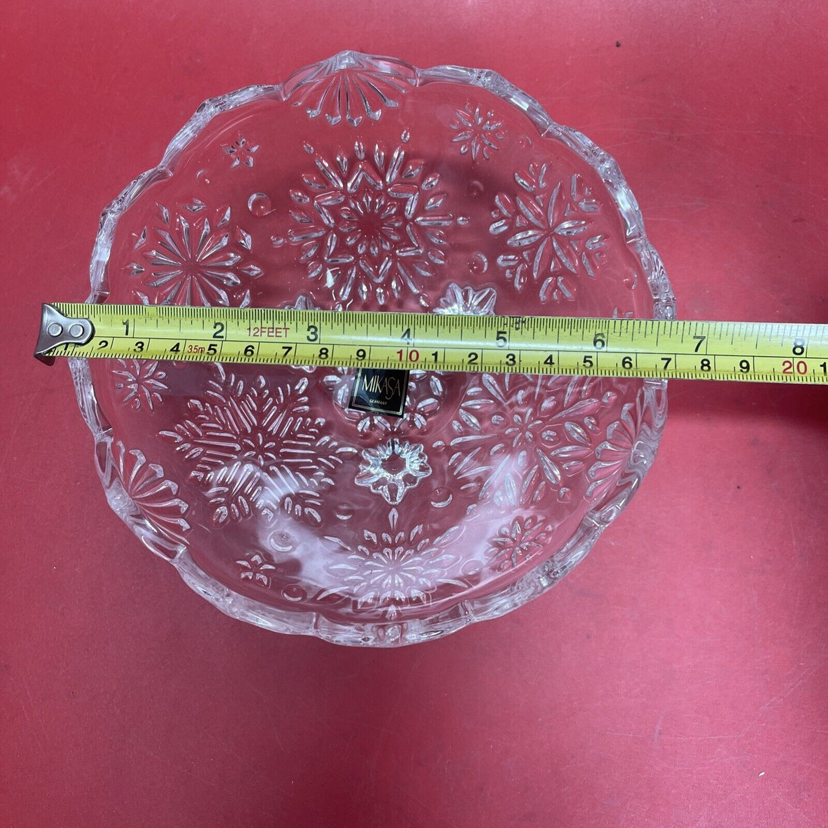 Mikasa crystal footed Bowl 6-inch snowflake & Serving Bowl 8 3/4”