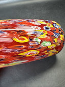 Murano Vase Made In Italy Red Millefiori Hand Blown Glass Heavy Vase 11" Tall