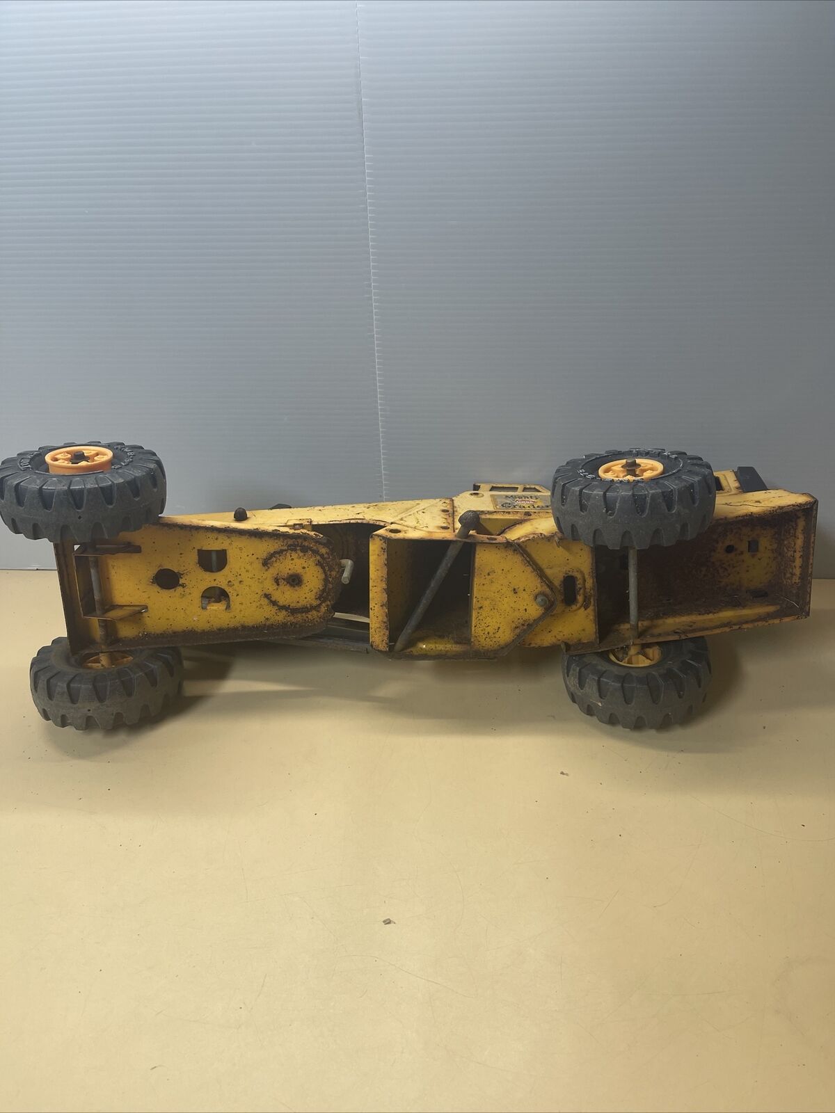 Tonka Mighty 2 Blade Grader Orange 1970's Pressed Steel
