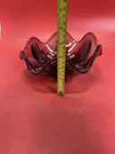 Mid century viking red glass bowl 9 x 3.5”