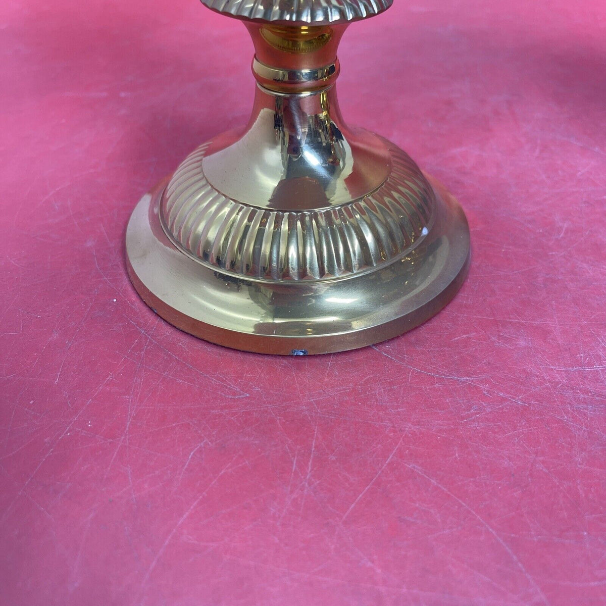 Pair of Brass Candlestick Candle Holders 8" Tall Holds 4" Candle India