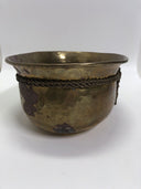 Round Solid Brass Planter w/ Rope Tassel Accent