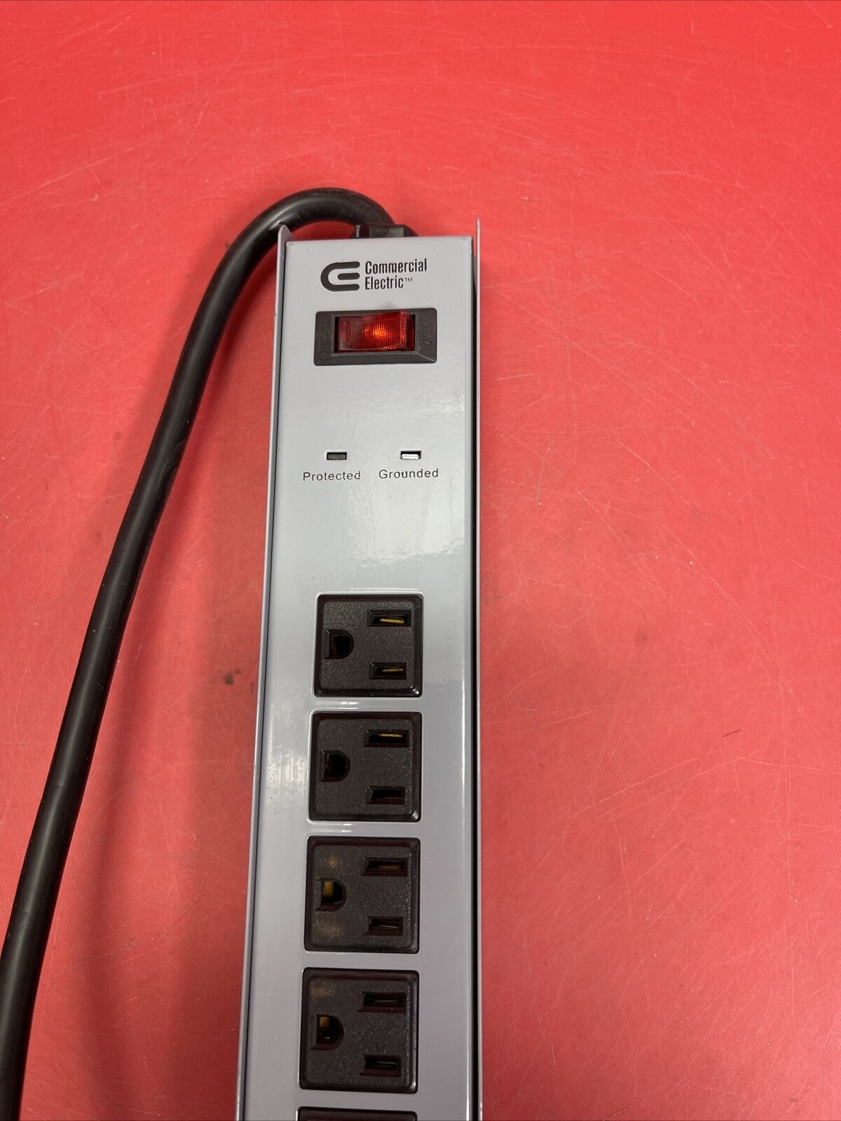 Commercial Electric 12 ft Cord 7 Outlet Metal Surge Protector