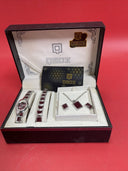 QBOS  AMETHYST LADIES WRIST EARING WATCH GIFT SET