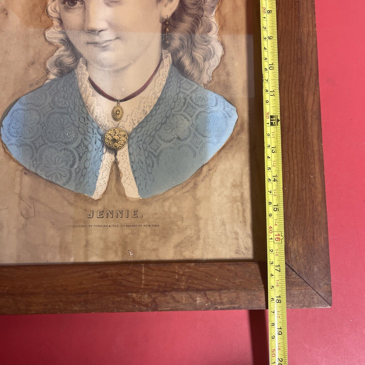Antique CURRIER & IVES Hand Colored Lithograph "Jennie", NY, Framed