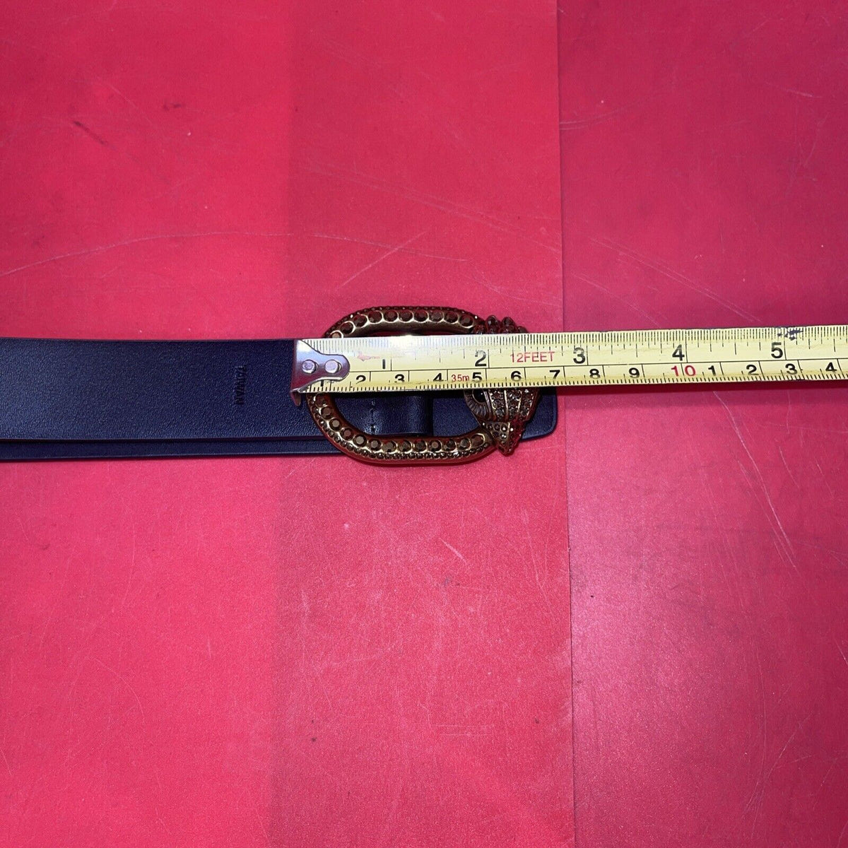 KURT GEIGER LONDON LARGE EAGLE HEAD LEATHER BELT IN BLACK  SIZE XS/S