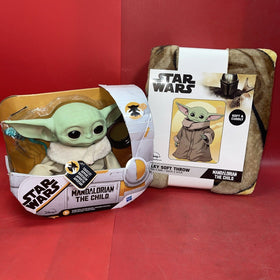 STAR WARS Toy The Mandalorian The Child Talking Plush Toy 7.5"& Silky Soft Throw