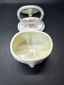 Dresser Jewelry Trinket Vanity Set 2- Mirrors Lidded Footed Floral Porcelain