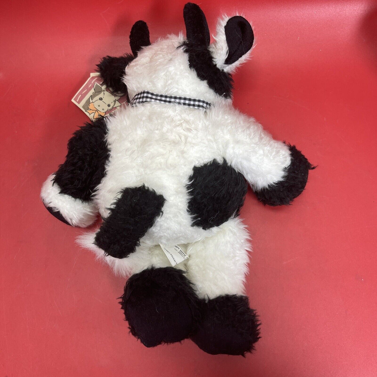 Vintage Plush Cow Black and White :Hi ! I’m Betsy Squeeze Me I Moo