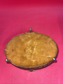 Vintage Gold Ormolu Oval Jewelry Casket Box Gold Velvet Beveled Glass Top 7”