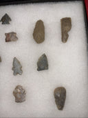 Native American Artifacts Lot 18 w/ Frame Arrowheads Collection 12”x8” Frame #3