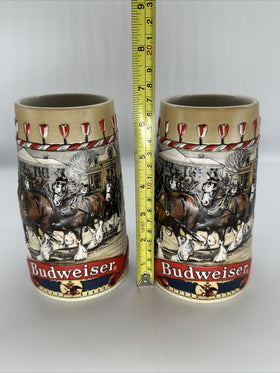 Vintage Budweiser Clydesdale Beer Stein Mug/Set Of 2