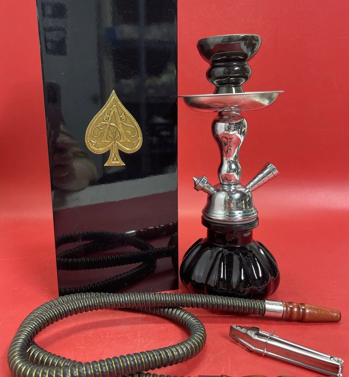 Hookah Hasish Tobacco Water Bong Pipe Vintage Purple/Black Case