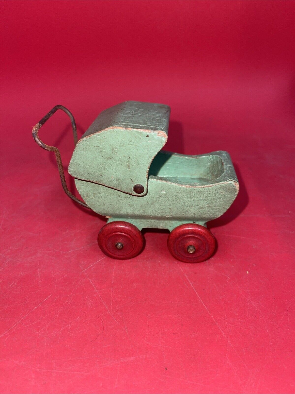 Antique Toy Minature Wood Doll Buggy