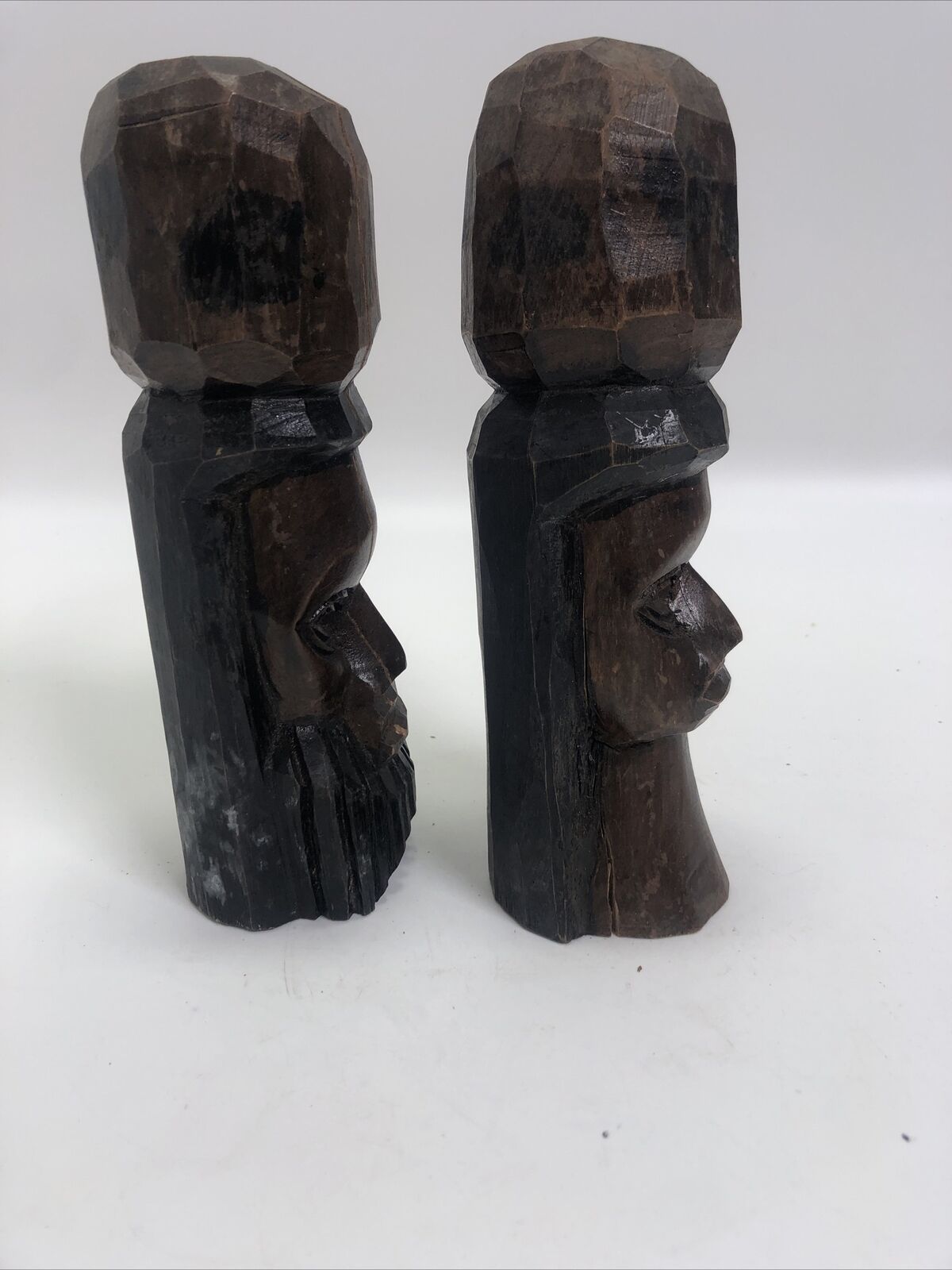 Vintage Tiki Totems From Jamaica Wooden Statue Man Woman Carved wood